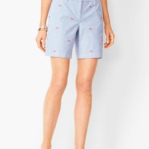 Talbot's Girlfriend Chino Shorts Pinstripe with Watermelon Print sz 12 P